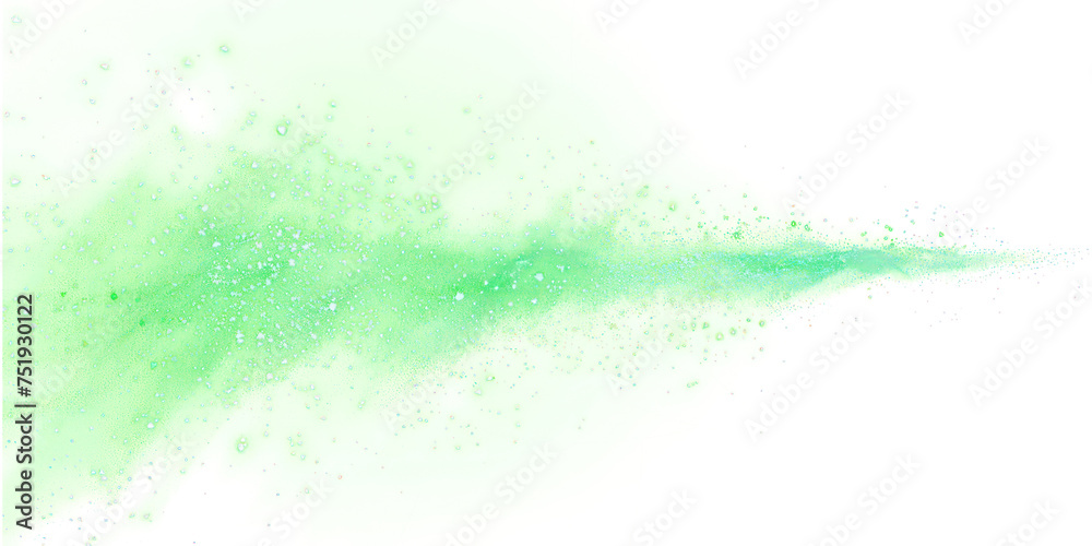 Green trail of light isolated on transparent png.
