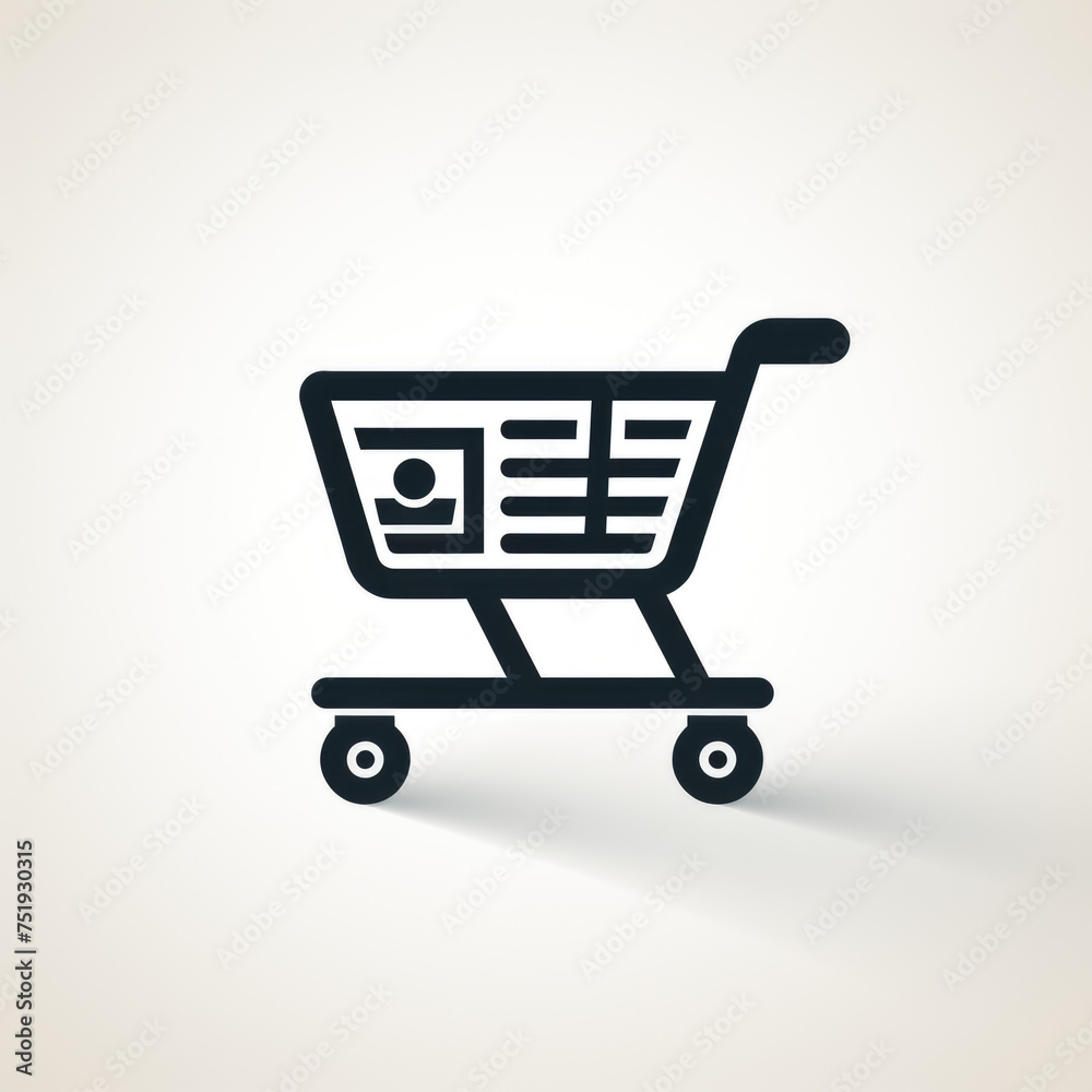 Black shopping cart icon depicted on a white background Black shopping cart icon depicted on a white background