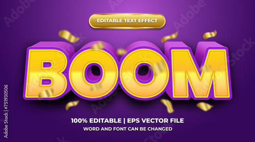 boom editable text effect 3 dimension modern style
