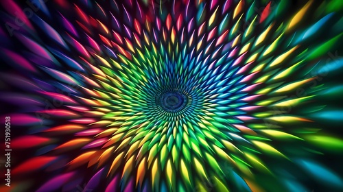 Psychedelic Pulses in Green Blue Yellow and Pink, Rotation - Optical Illusion Pulsation