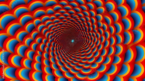 Psychedelic Pulses in red  yellow  and blue  Rotation - Optical Illusion Pulses