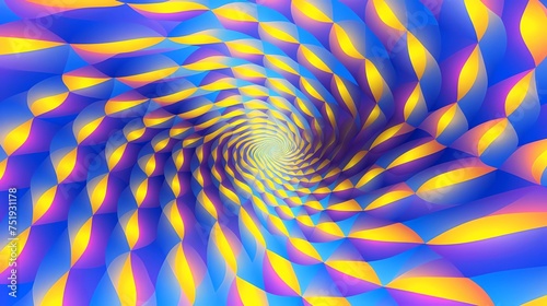 Pointed Pulses in Blue Yellow and purple, Rotation - Optical Illusion Pulses