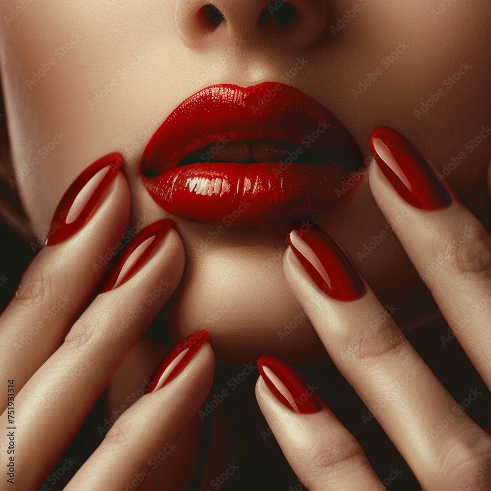 Naklejka premium person with red lips