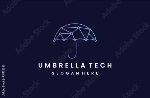 Umbrella tech creative logo vector design