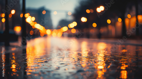 Close shot of wet street with sparkles © Derby
