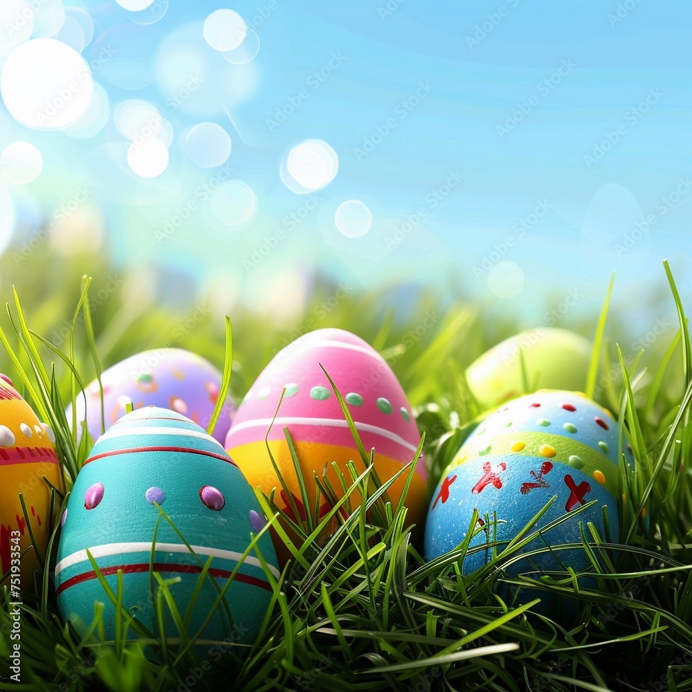 Colorful easter eggs in grass Colorful easter eggs in grass