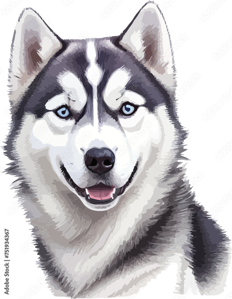 Siberian Husky dog head logo vector illustration art design. Fearless Frost: Husky Head Logo Vector Illustration.