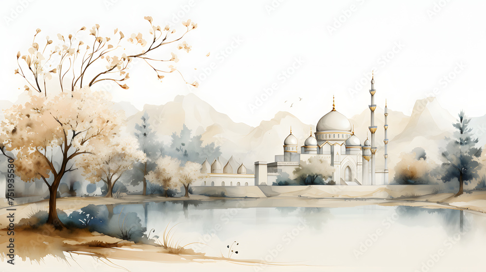 Eid al-Adha Watercolor - obrazy, fototapety, plakaty 