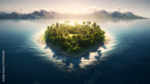Tranquil island surrounded by calm waters