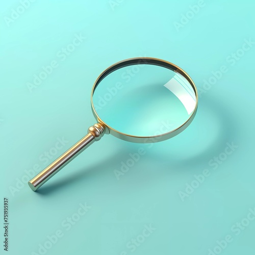 Simple magnifying glass 3d illustration isolated on minimalist background