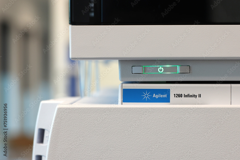 Agilent logo on an Agilent High-performance liquid chromatography ...