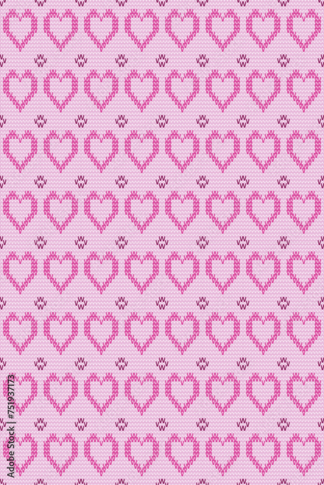 Knitting pink heart-shaped seamless pattern. for scarf design Sweaters, bags, clothes, wallpaper for weddings. day of love Knitting pink heart-shaped seamless pattern. for scarf design Sweaters, bags, clothes, wallpaper for weddings. day of love