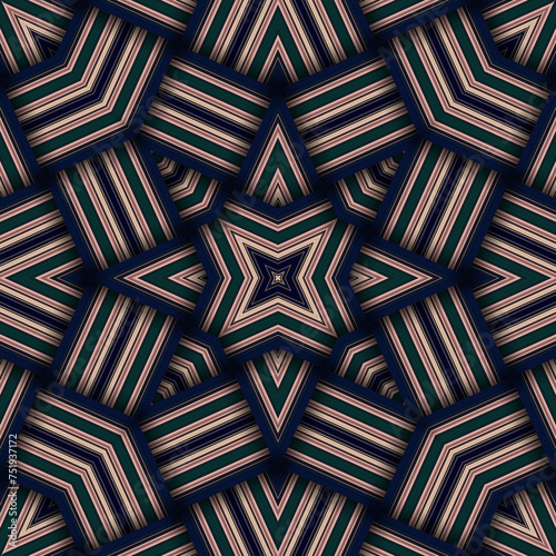 Seamless woven star pattern of stripes and lines. Square abstract pattern. © Andrii