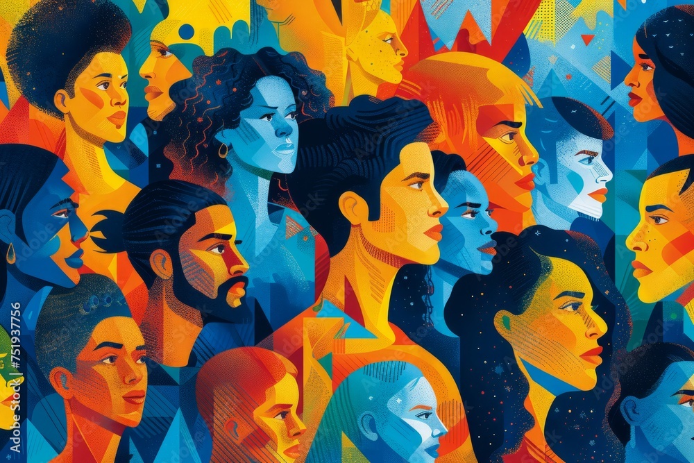 Vibrant Mosaic of Diverse Human Faces Illustration Displaying Multicultural Community Concept Vibrant Mosaic of Diverse Human Faces Illustration Displaying Multicultural Community Concept