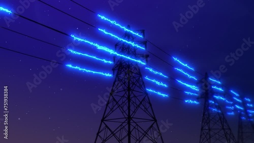 Electric Power Lines Glowing loop (ID: 751938384)