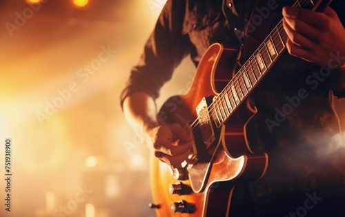 Guitarist on stage for background, soft and blurred concept 