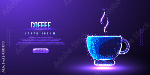 coffee java low poly wireframe