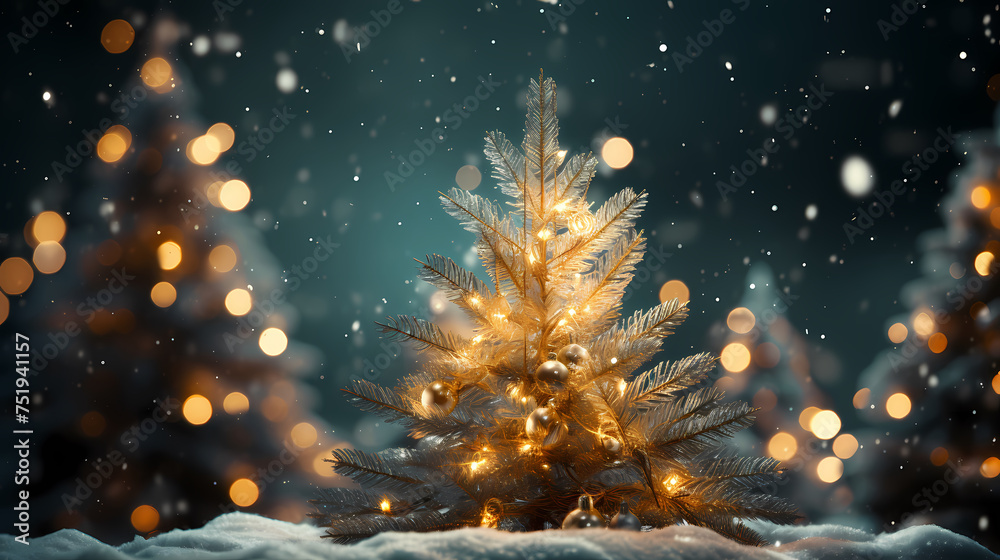 Macro Christmas tree background, Christmas holidays banner
