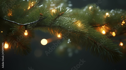 Macro Christmas tree background  Christmas holidays banner
