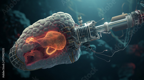 Photorealistic depiction of the Ion robotic endoscope entering a lungs airway with a focus on the devices flexibility and the detailed anatomy 