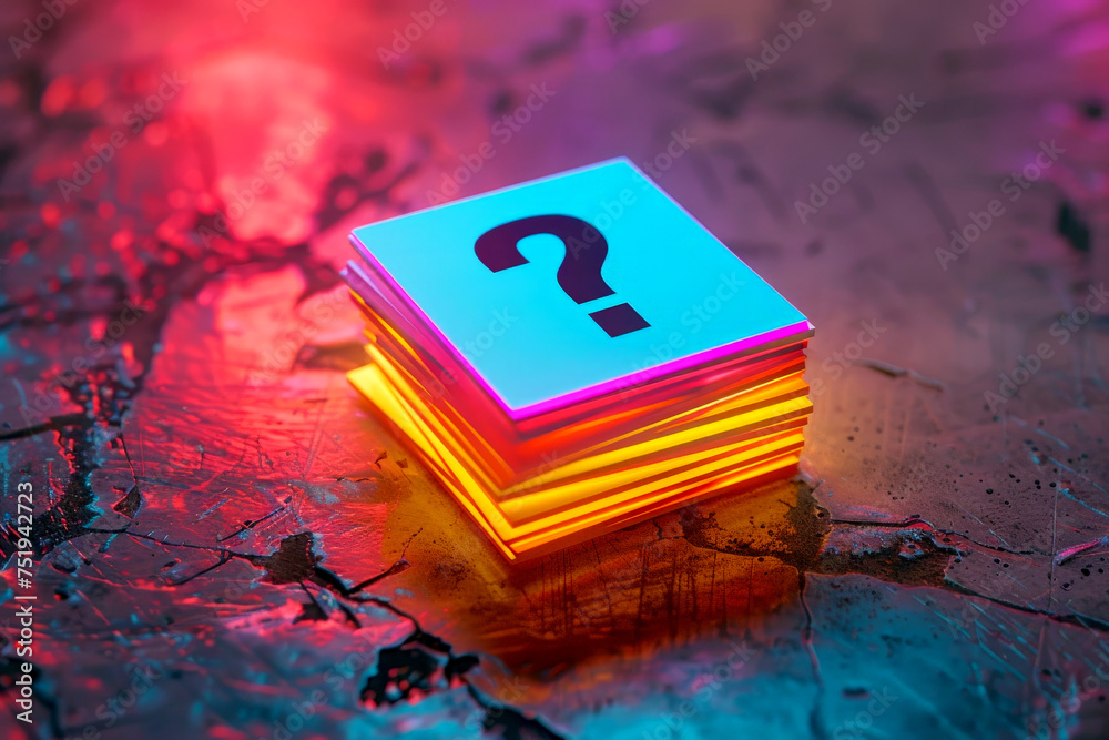 large question mark on sticky note concept of Indecision and Uncertainty, .Generative AI large question mark on sticky note concept of Indecision and Uncertainty, .Generative AI