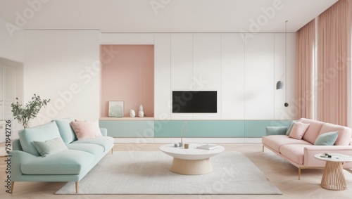 Scandinavian  minimalist interior design in the style of beautiful interiors  pastel colour palette