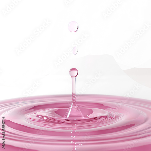 Round drops of pink oil levitate isolated on transparent png. 