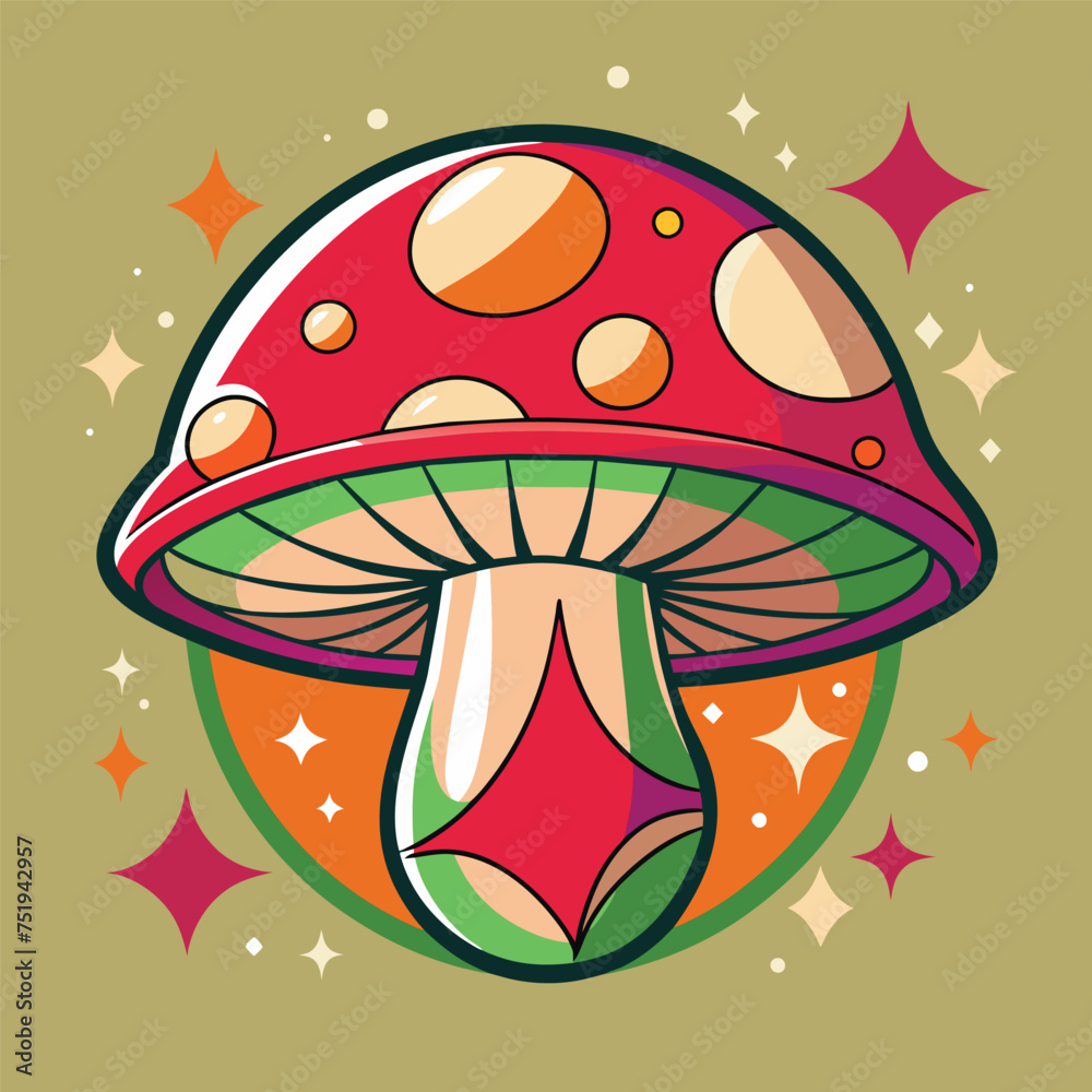 Cartoon mushroom. Vector illustration of a fly agaric. Cartoon mushroom. Vector illustration of a fly agaric.