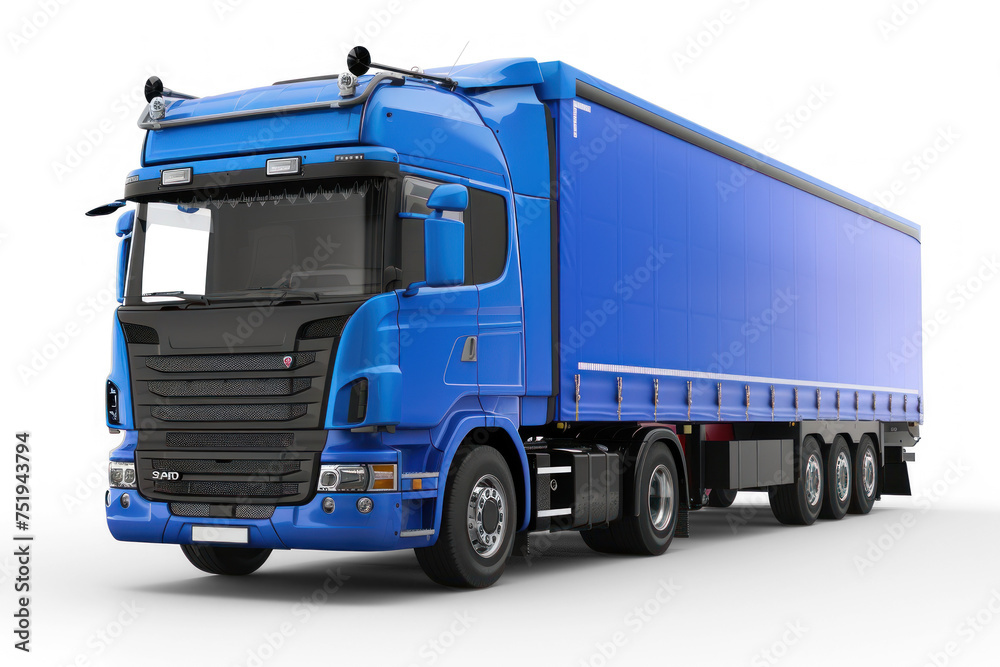 3d render of blue euro truck on transparency background PNG
