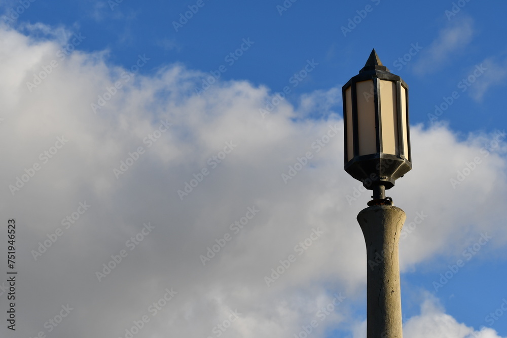 Fancy concrete and glass street lighting.