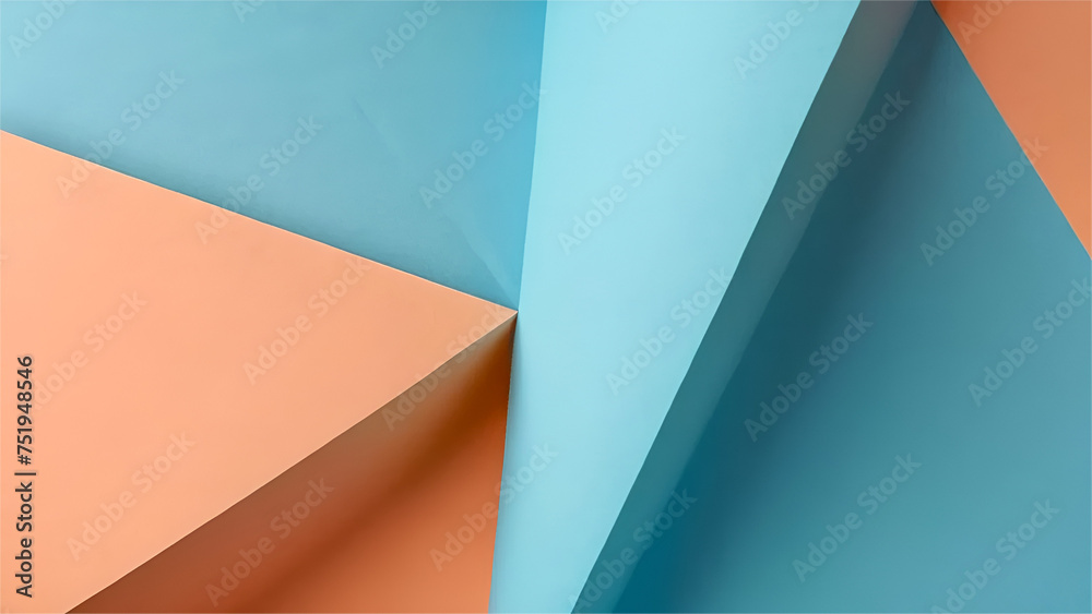 Abstract 3d colorful paper texture background. Minimal composition with geometric shapes and lines in pastel blue and orange colors fpr apps etc Abstract 3d colorful paper texture background. Minimal composition with geometric shapes and lines in pastel blue and orange colors fpr apps etc