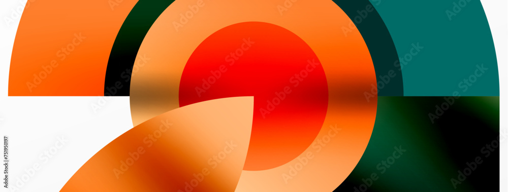 Round elements and circles geometric minimal composition background. Vector Illustration For Wallpaper, Banner, Background, Card, Book Illustration, landing page