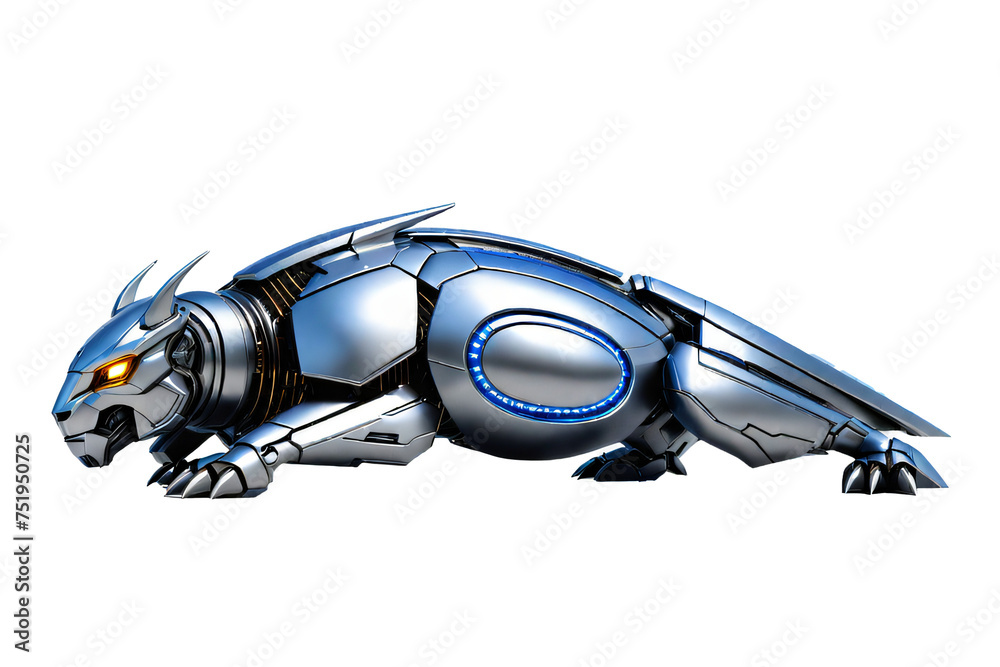 3D rendering of a female cyborg isolated on transparent background.