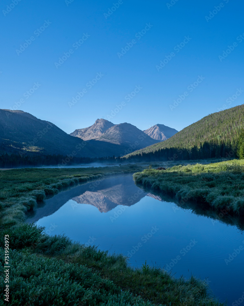 Rocky Mountain meadow with river in Utah