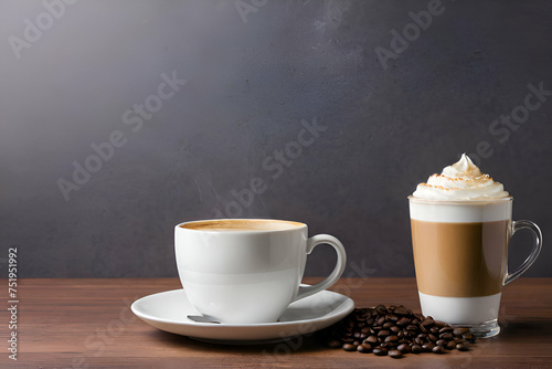 Coffee with copy-space background concept, blank space. Coffee Delight.