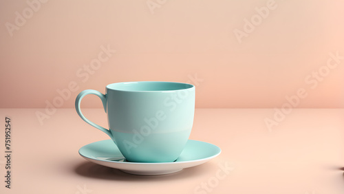 Elegant 3D Coffee Cup Mockup Template on Clean Background, Ideal for Showcasing Beverage and Breakfast