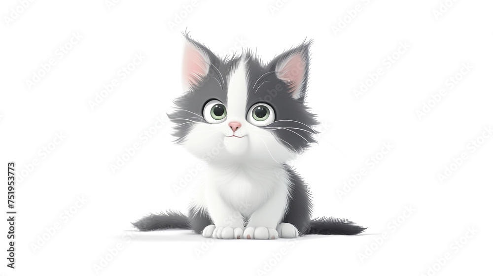 cute kitten on white background 