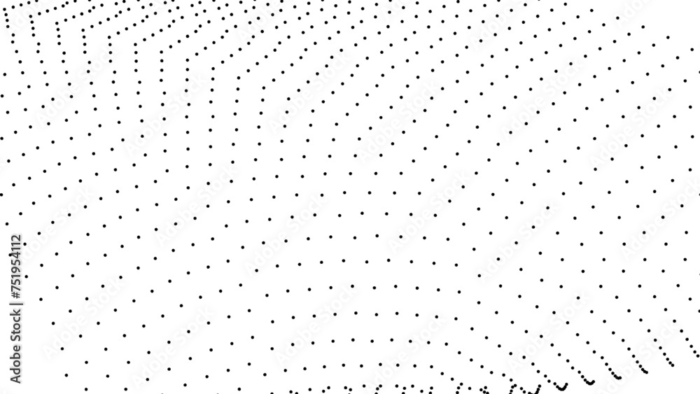 Abstract halftone flowing wavy gradient dots shape isolated on transparent background. Technology abstract lines. frequency sound wave, twisted curve line, music, data, science, card, cover. Abstract halftone flowing wavy gradient dots shape isolated on transparent background. Technology abstract lines. frequency sound wave, twisted curve line, music, data, science, card, cover.