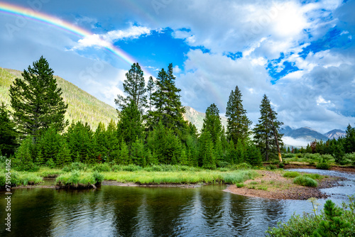 Rainbow in the Rocky Mountains