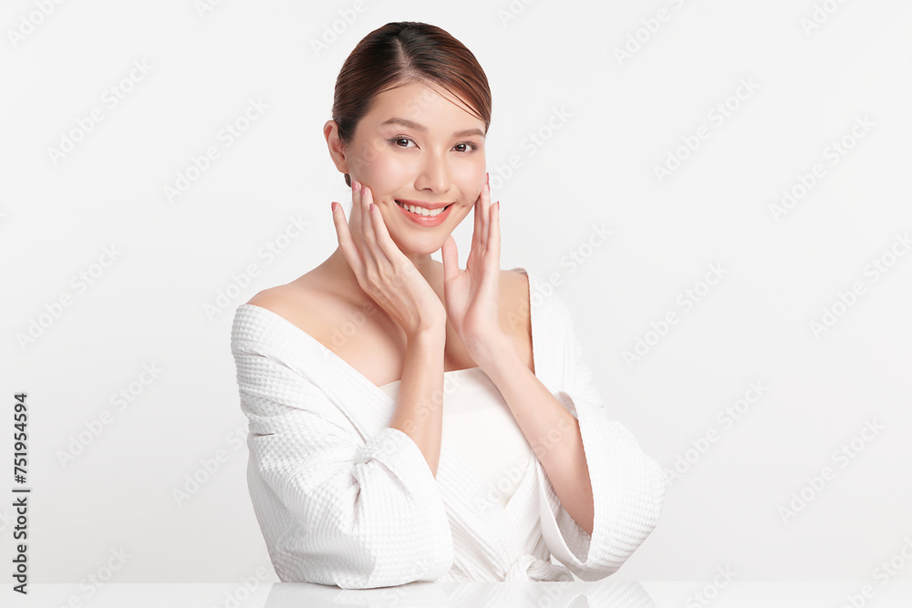 Beautiful young asian woman with clean fresh skin on white background, Face care, Facial treatment, Cosmetology, beauty and spa, Asian women portrait. Beautiful young asian woman with clean fresh skin on white background, Face care, Facial treatment, Cosmetology, beauty and spa, Asian women portrait.