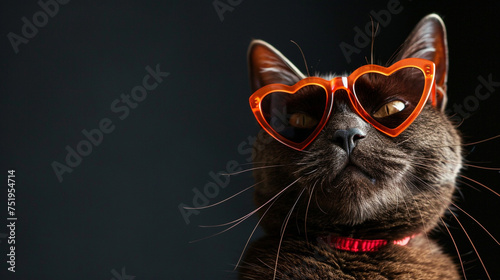 fashion cat wearing red glasses 