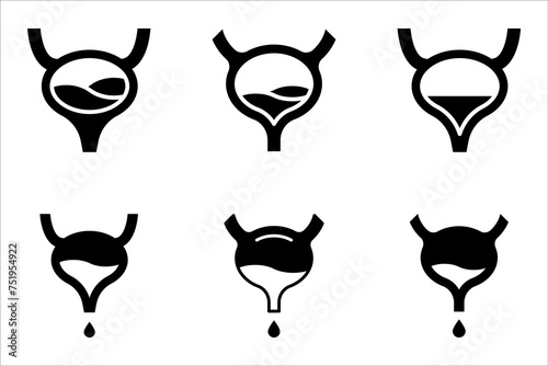 Human bladder line icon set. linear style sign for mobile concept and web design. Bladder internal organ outline vector illustration on white background