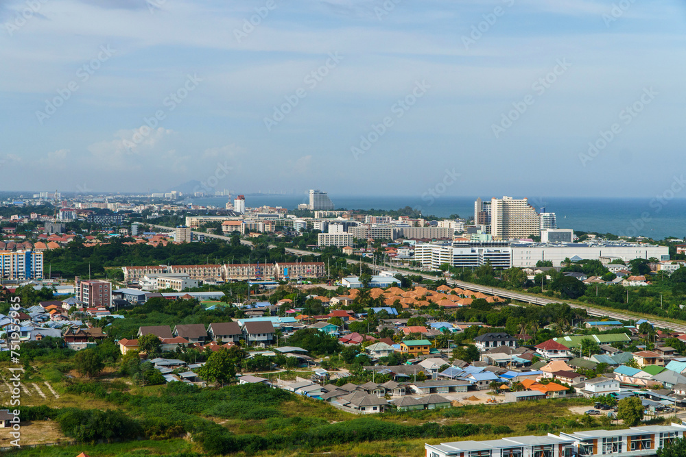 View of the city of Hua Hin in Thailand from above