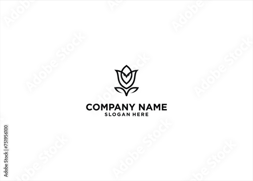 Owl Flower Logo Design Vector