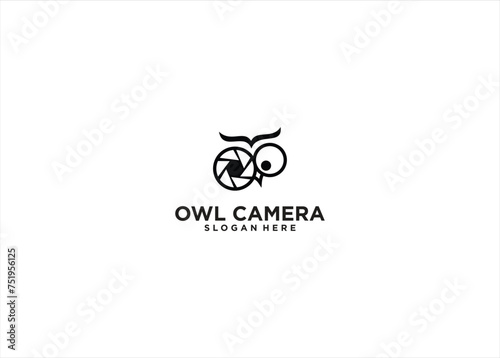 Owl Logo Vector Camera Lens Micro Stock Vector
