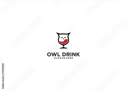 Owl Wine Logo Vector Icon Illustration