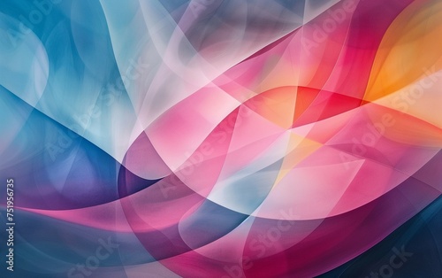 Abstract wallpaper,color luminogram, layered angular geometric shapes in vibrant colors.
