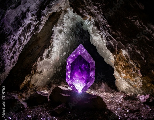 洞窟で見つけた紫色に輝く鉱石