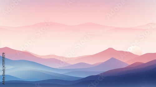 Stylized illustration of mountain layers at dusk with a soothing gradient, perfect for tranquil themes.