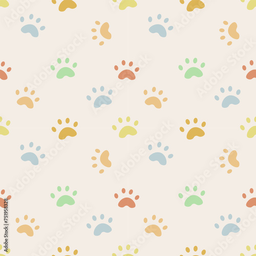 Cat Paws vector ilustration seamless patern.Great for textile,fabric,wrapping paper,and any print.